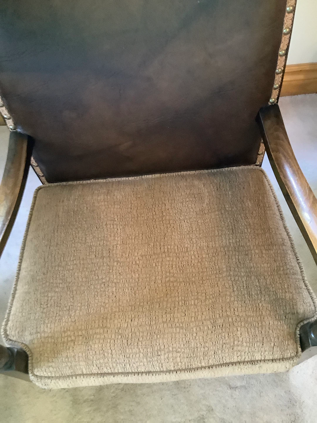 Ant Victorian Style Wd Leather & Upholstery Nursing Arm Chair 🐞 - photo 4