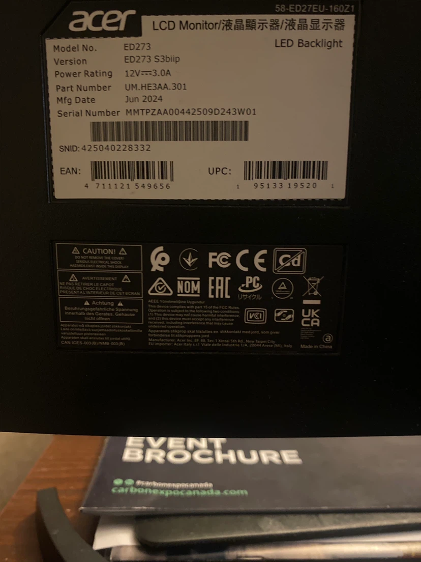 Acer 27" Curved Gaming Monitor 180Hz - Perfect Condition - photo 2