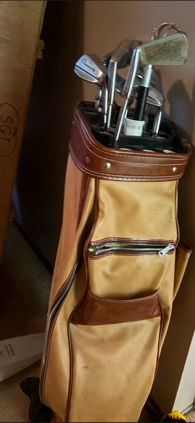 Vintage Golf Club Set with Tan Leather Bag