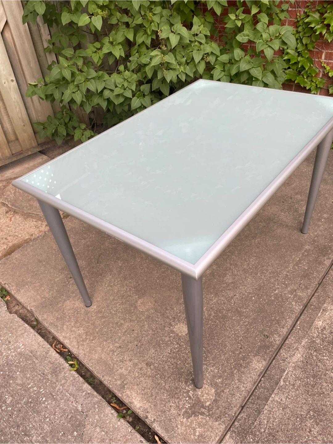 Glass top dining table with metal legs - photo 2