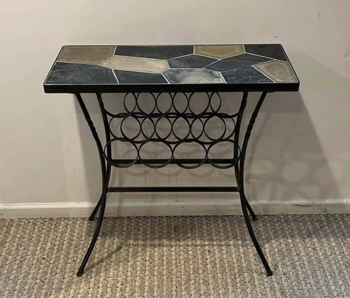Wrought Iron Table with Wine Rack