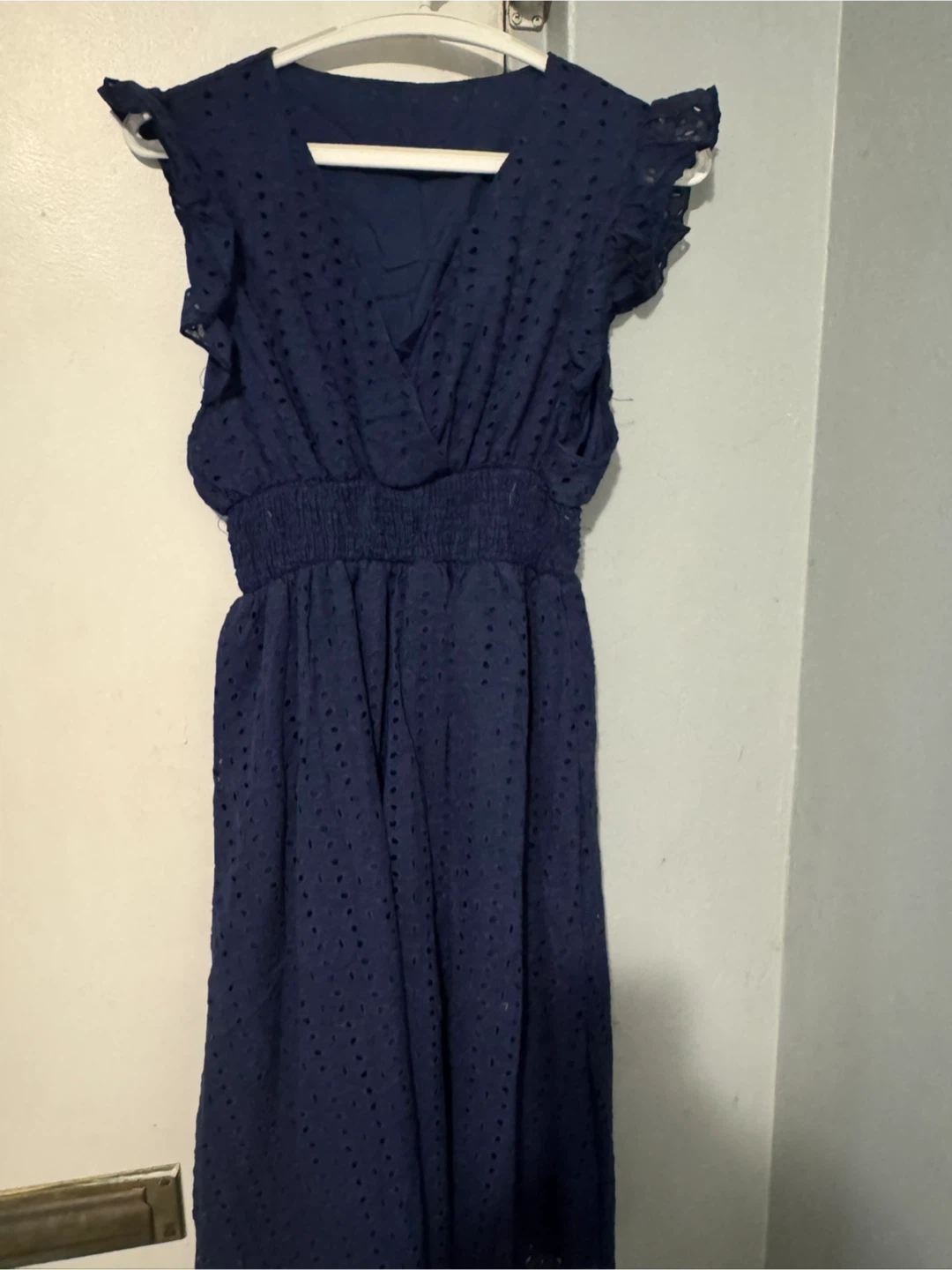 Navy Blue Eyelet Midi Dress new size large