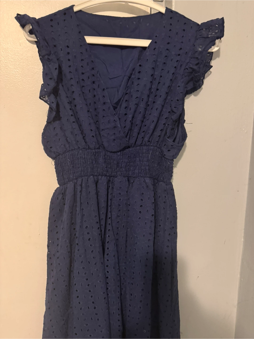 Navy Blue Eyelet Midi Dress new size large - photo 2