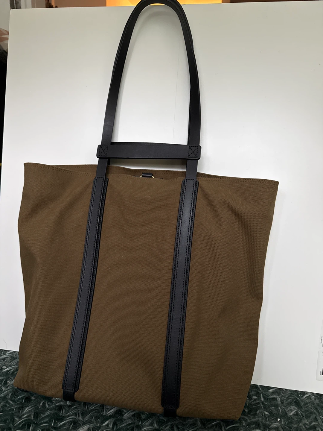 Mismo Tote Bag - Olive Canvas & Black Leather - photo 2