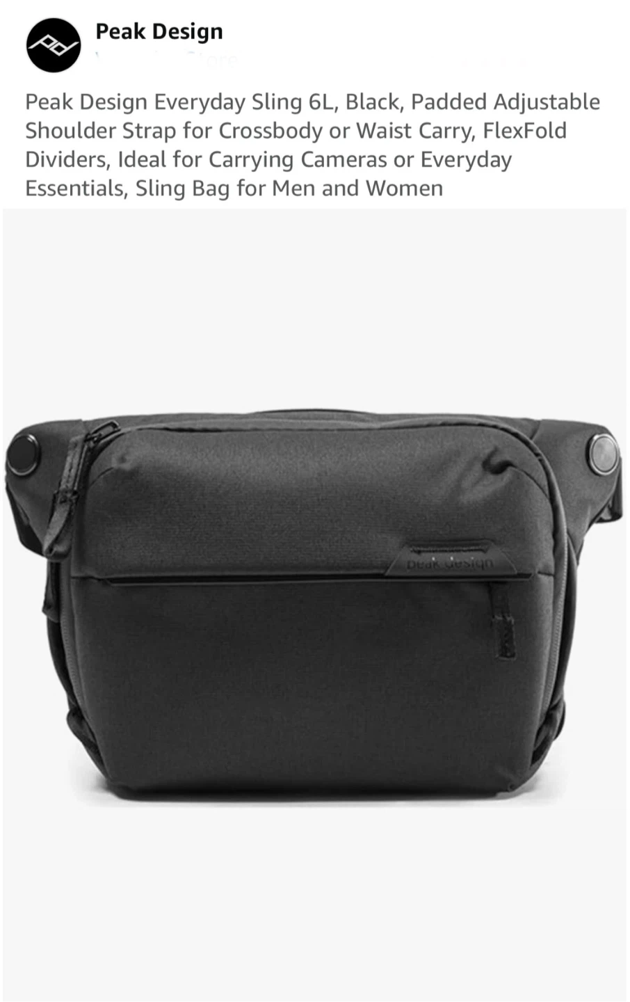 Peak Design Everyday Sling 6L Black Bag