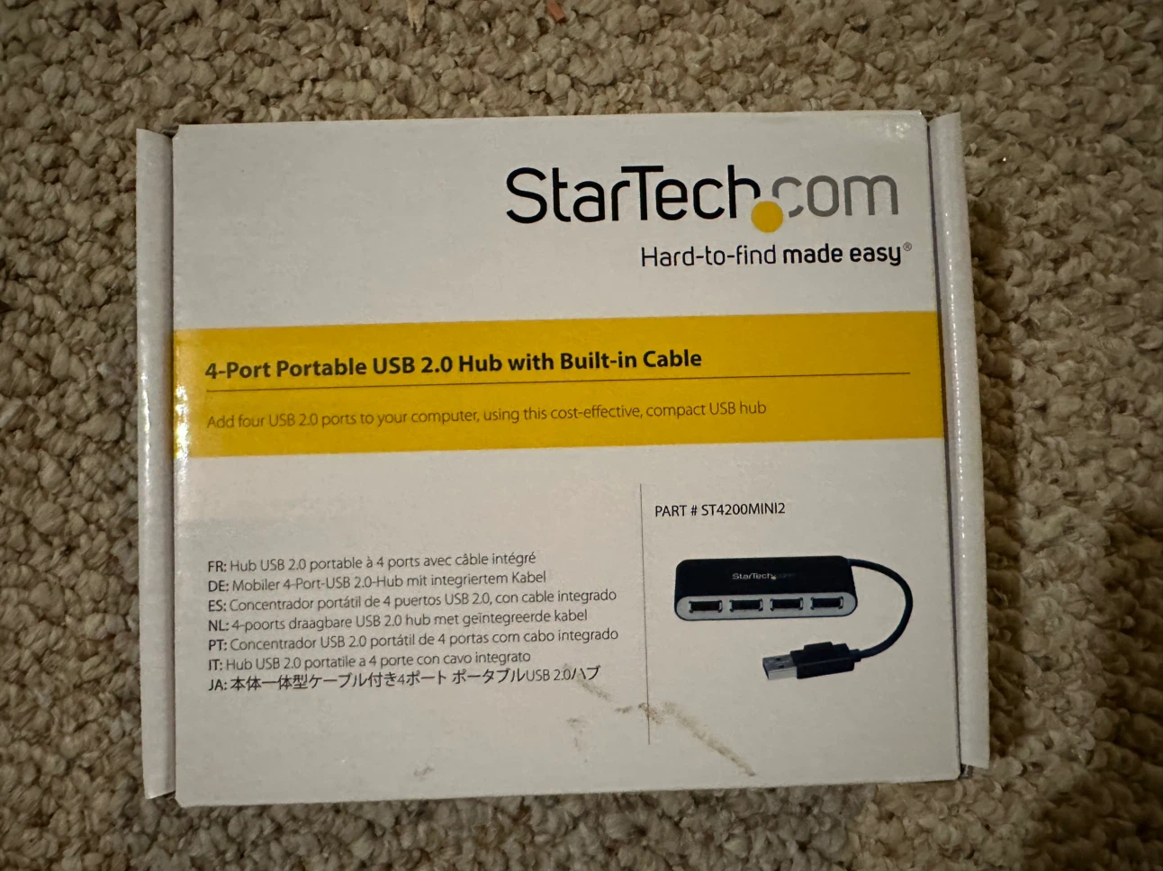 StarTech.com 4-Port Portable USB 2.0 Hub with Built-in Cable