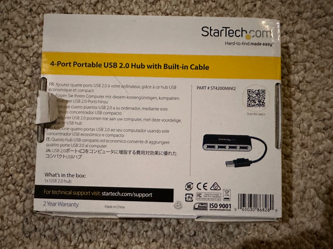 StarTech.com 4-Port Portable USB 2.0 Hub with Built-in Cable - photo 2