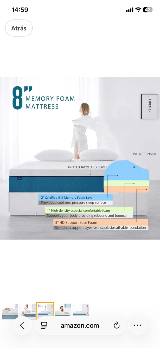 Molblly 8" Memory Foam Mattress - Full Size - photo 4