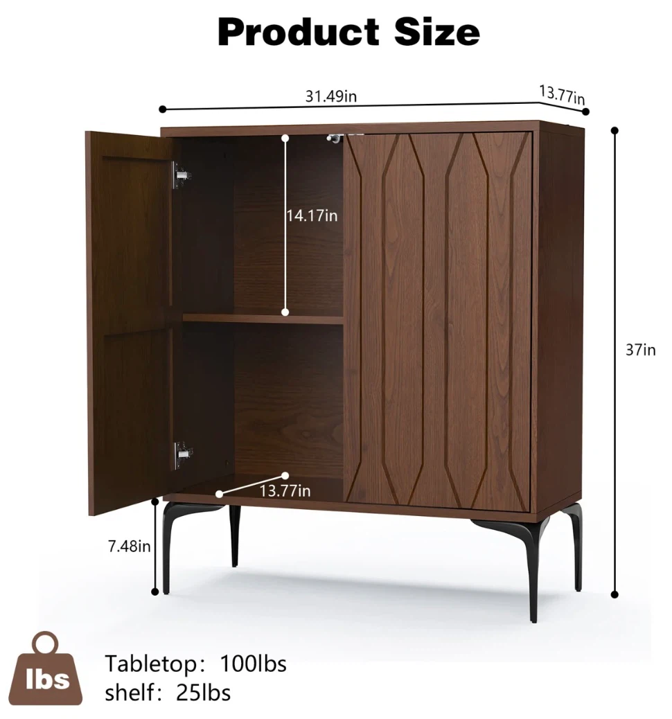 Brown Wood Cabinet with Adjustable Shelf - photo 2