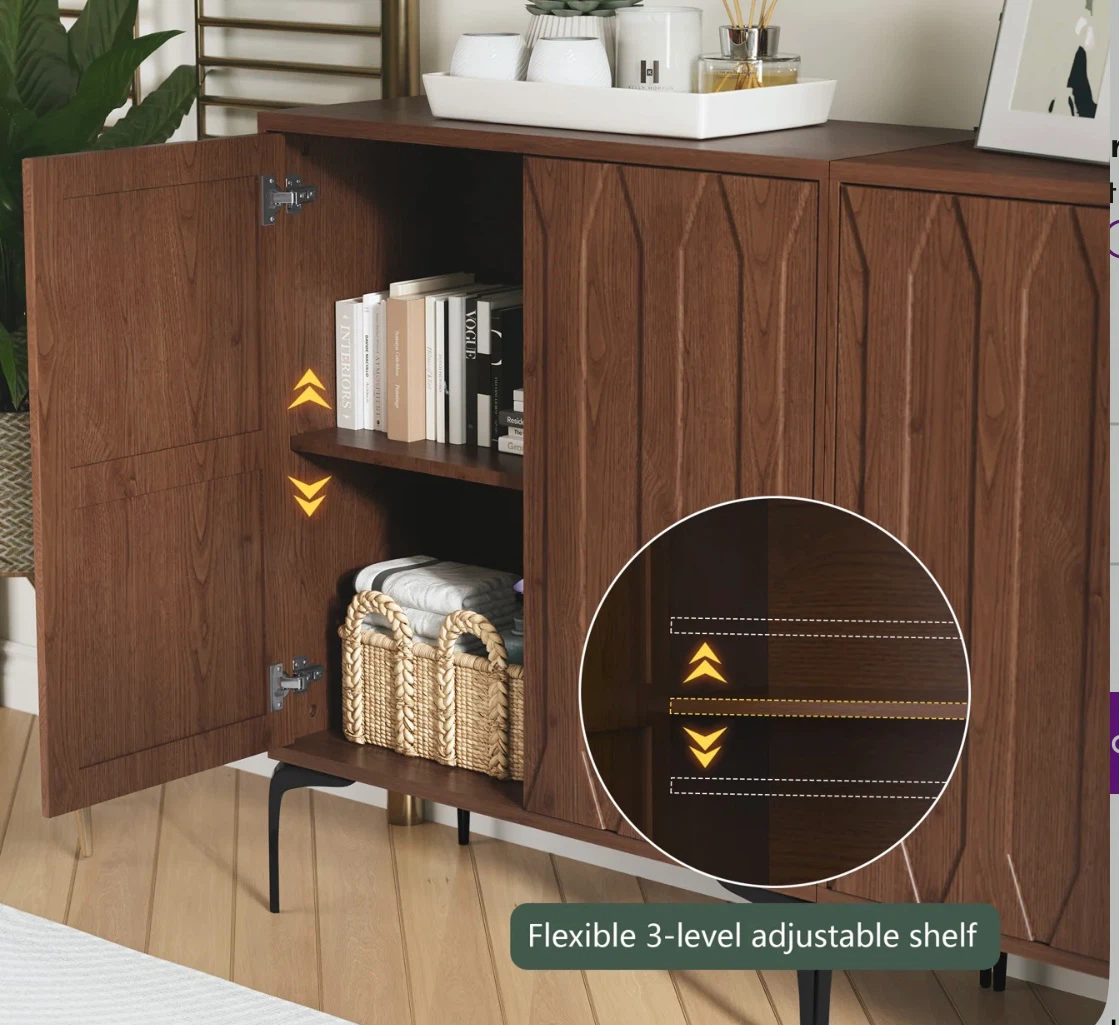 Brown Wood Cabinet with Adjustable Shelf - photo 4