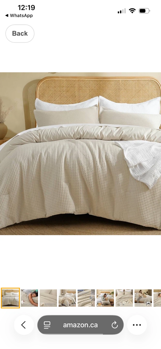 Waffle Weave Duvet Cover Set - King/Queen - Beige