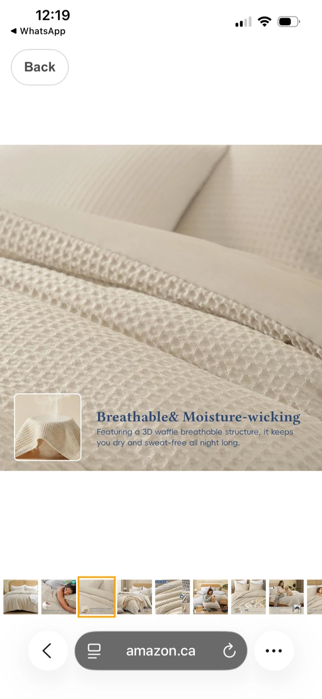 Waffle Weave Duvet Cover Set - King/Queen - Beige - photo 3