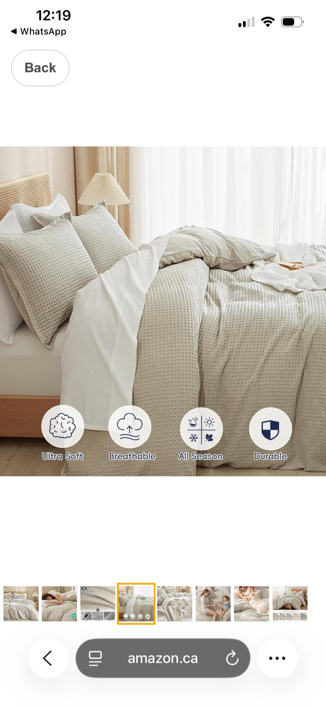 Waffle Weave Duvet Cover Set - King/Queen - Beige - photo 4