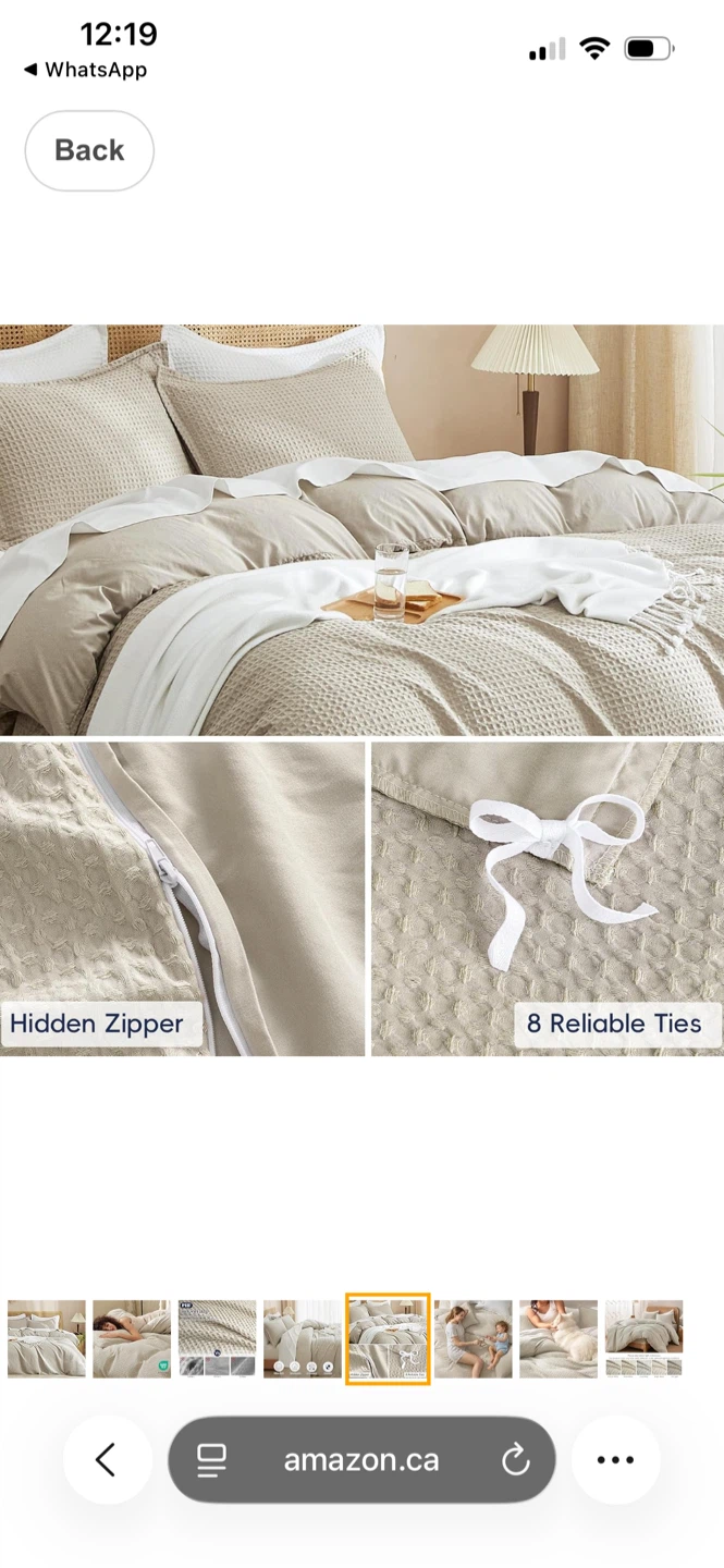 Waffle Weave Duvet Cover Set - King/Queen - Beige - photo 5