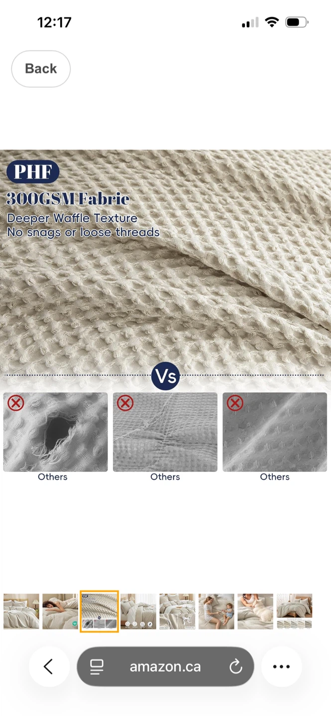 PHF 300GSM Waffle Weave Duvet Cover Set Queen - photo 2