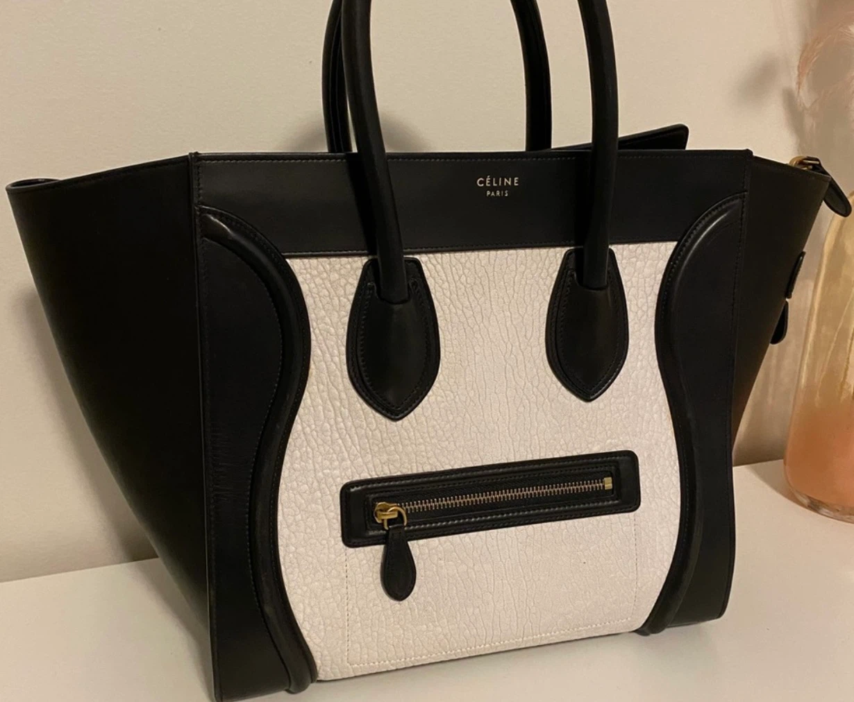 Celine Bicolor Luggage Bag Leather Micro