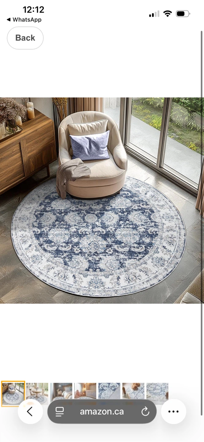 Round Area Rug - Blue and White 5ft