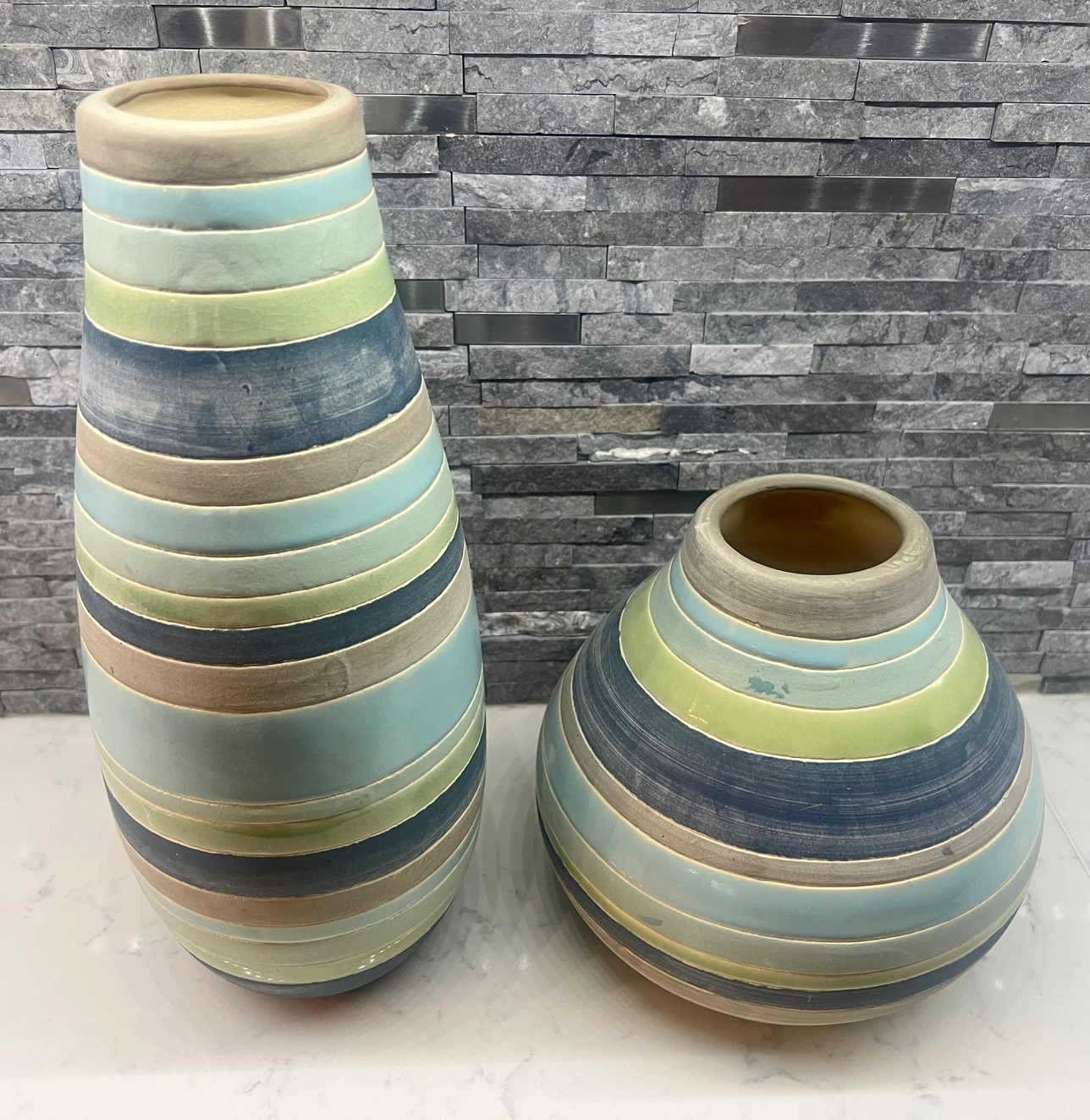 Zodax Striped Ceramic Vase