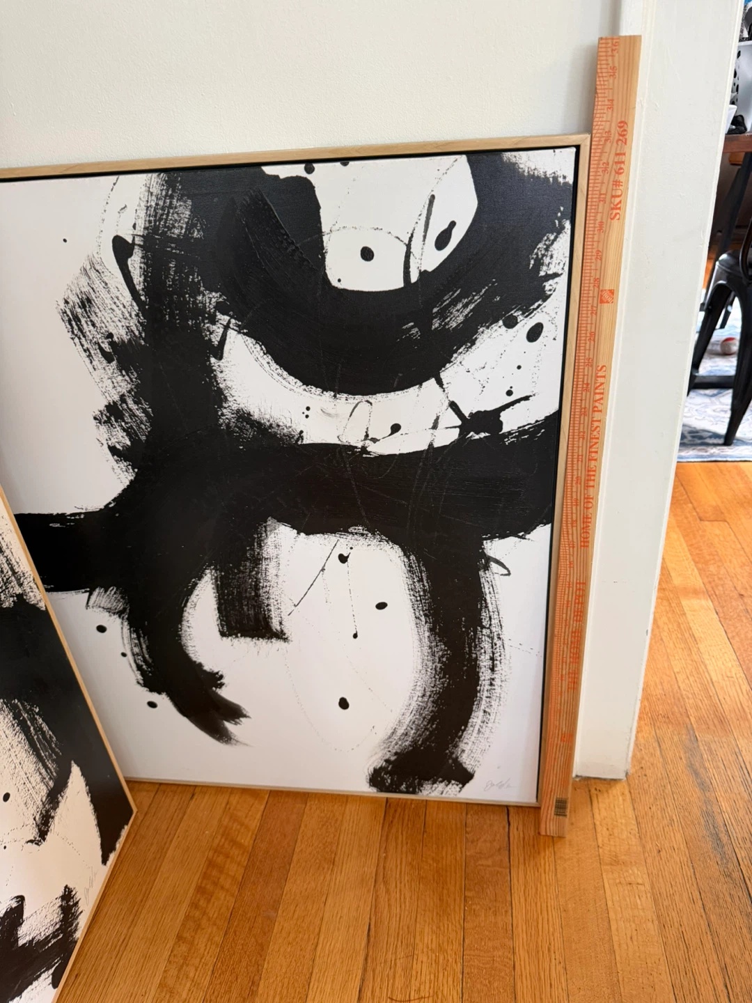 Set of 2 Black and White Abstract Art Prints - photo 2