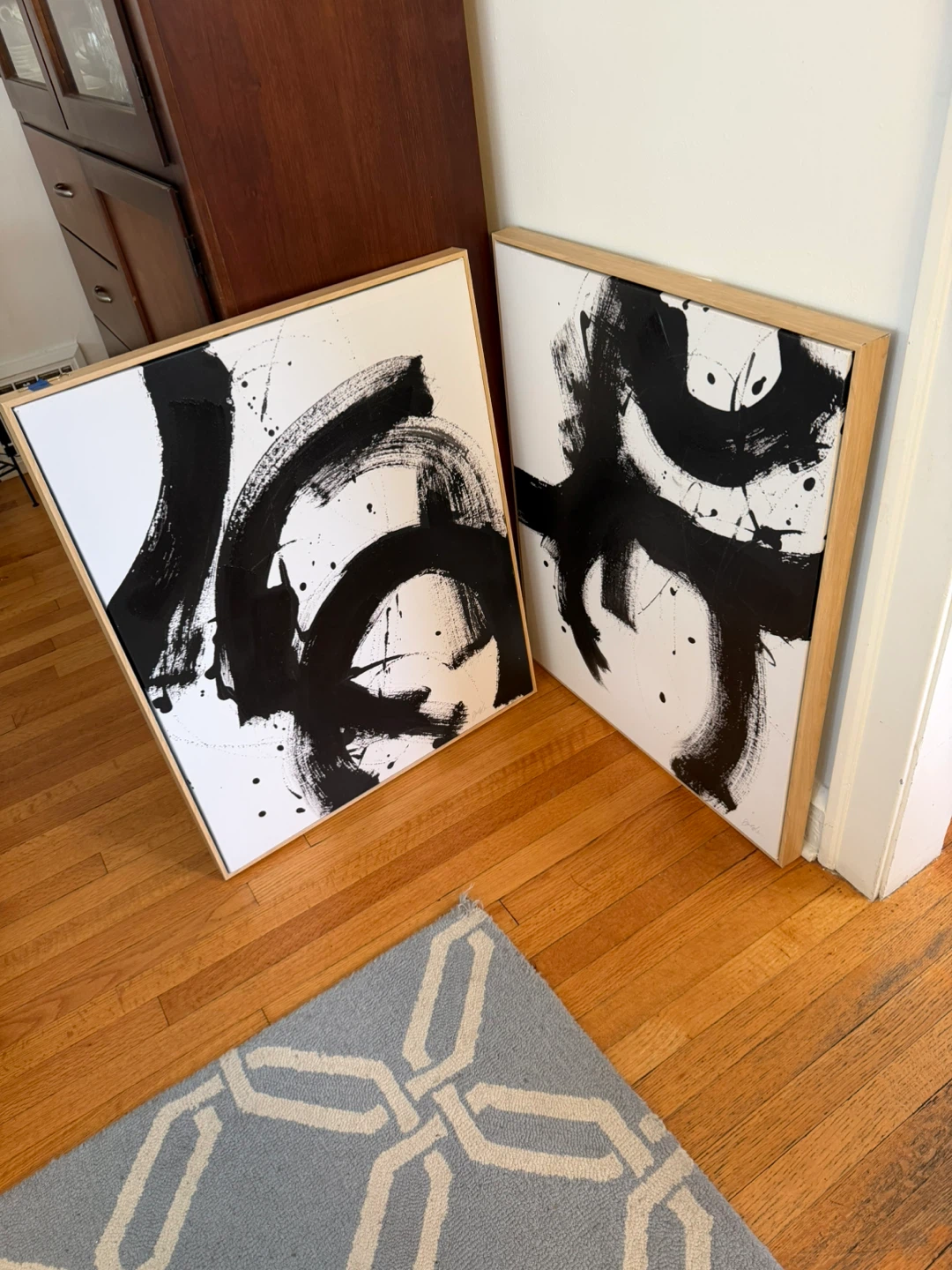Set of 2 Black and White Abstract Art Prints - photo 3