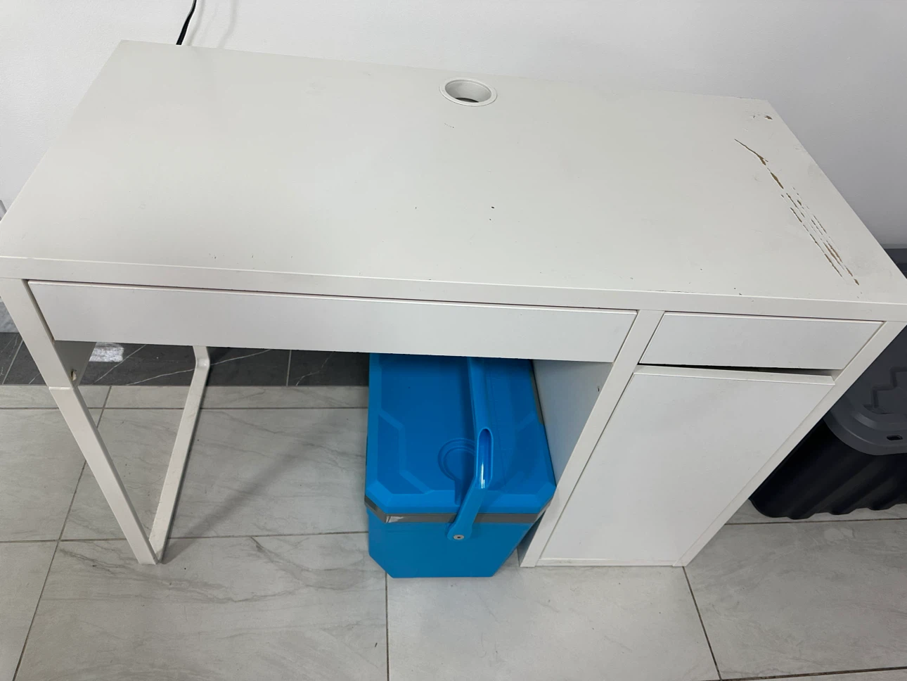 White Ikea Desk with Drawer