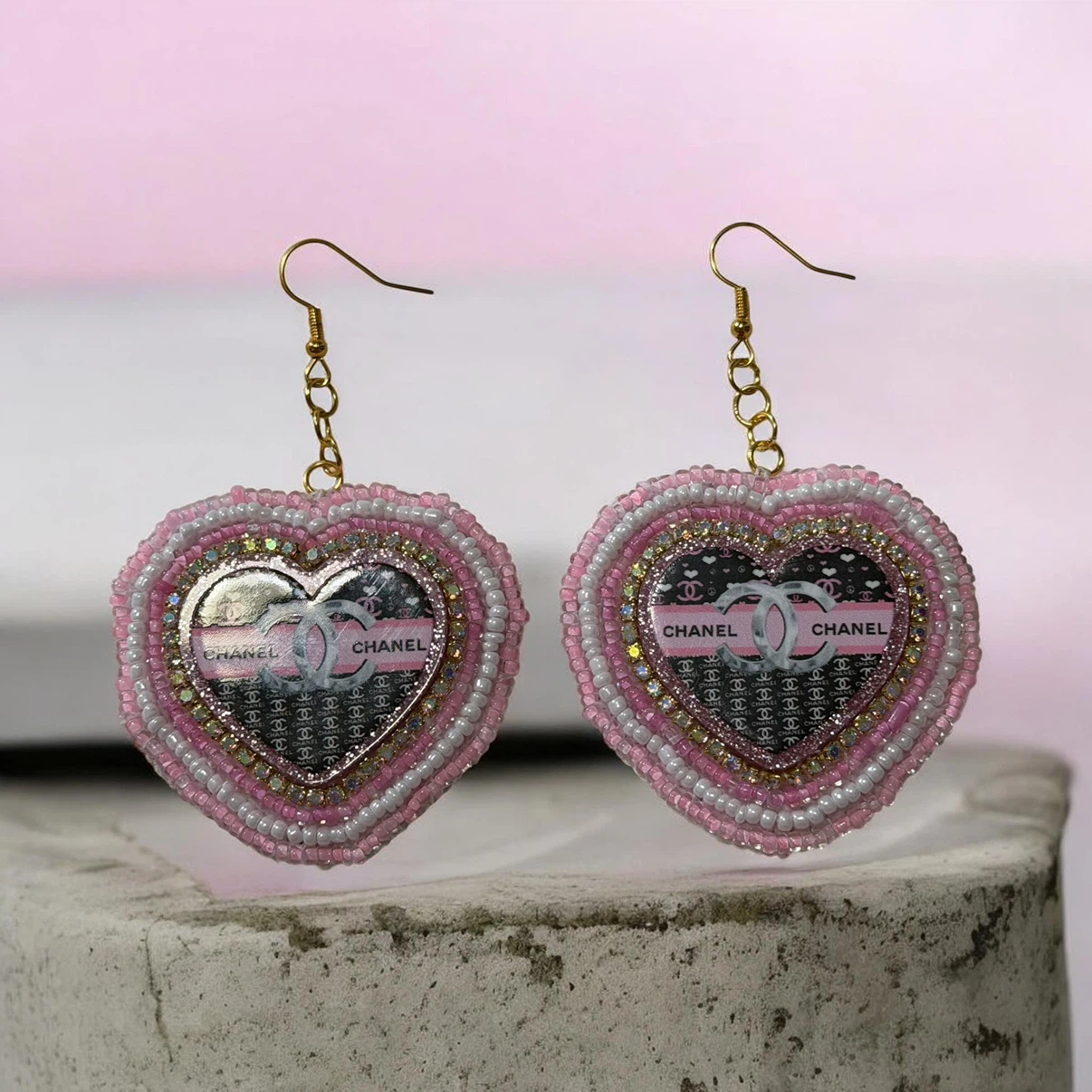 Chanel inspired beaded earrings