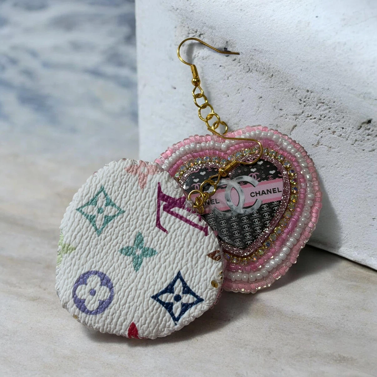 Chanel inspired beaded earrings - photo 2