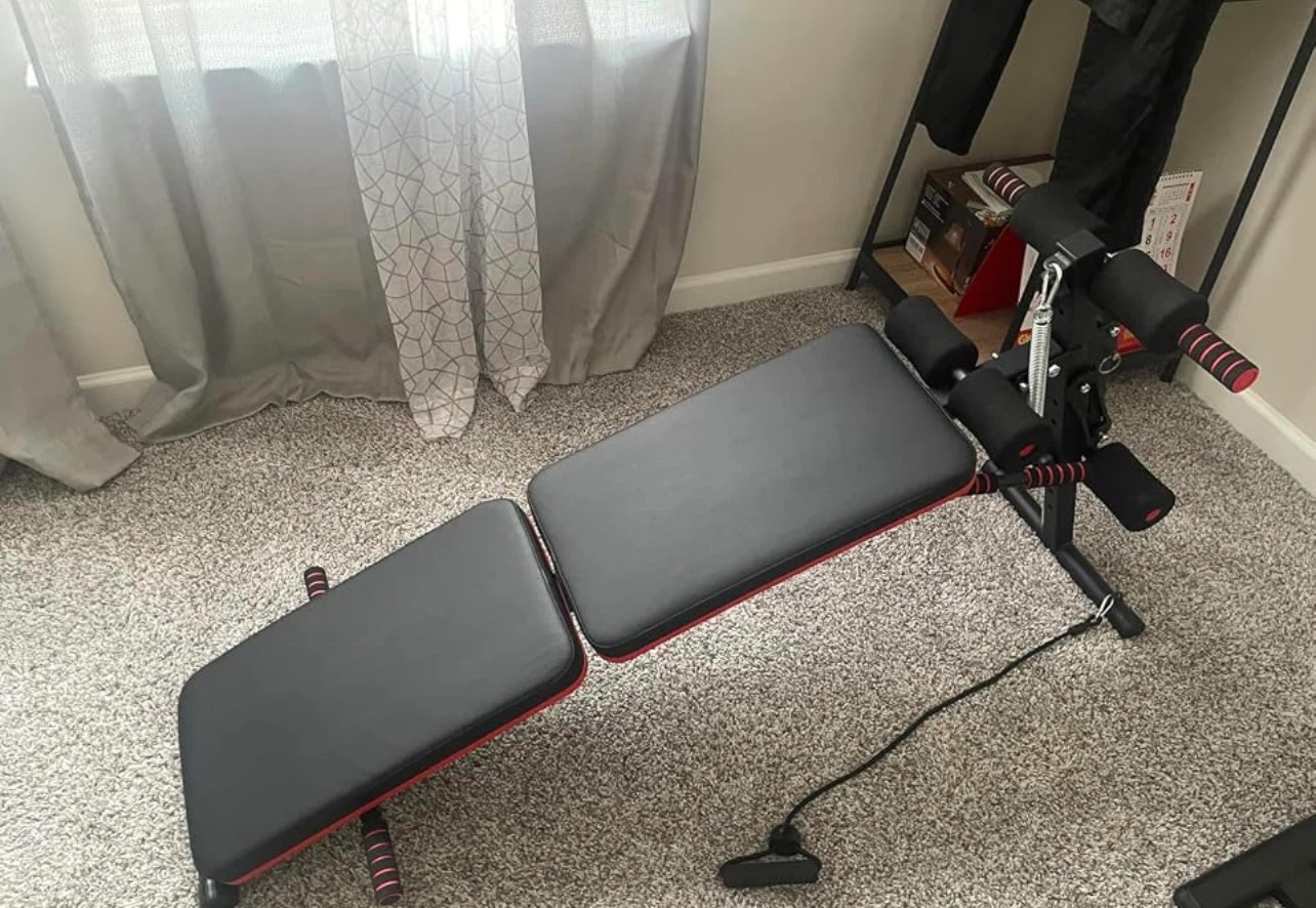 Adjustable Sit-Up Bench with Resistance Bands