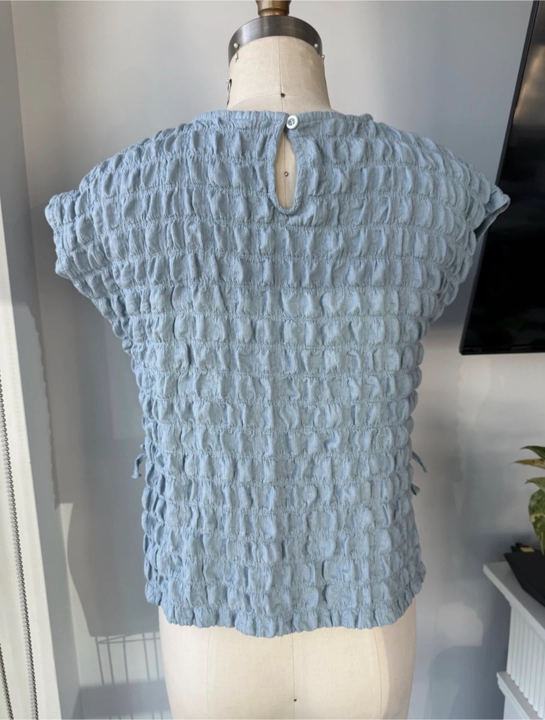 ZARA Light Blue Textured Top size xs - photo 3
