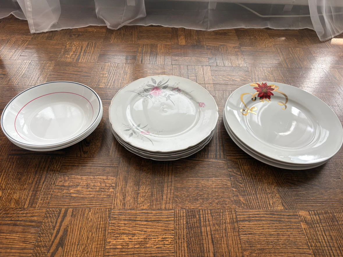 3 Sets of vintage decorative plates