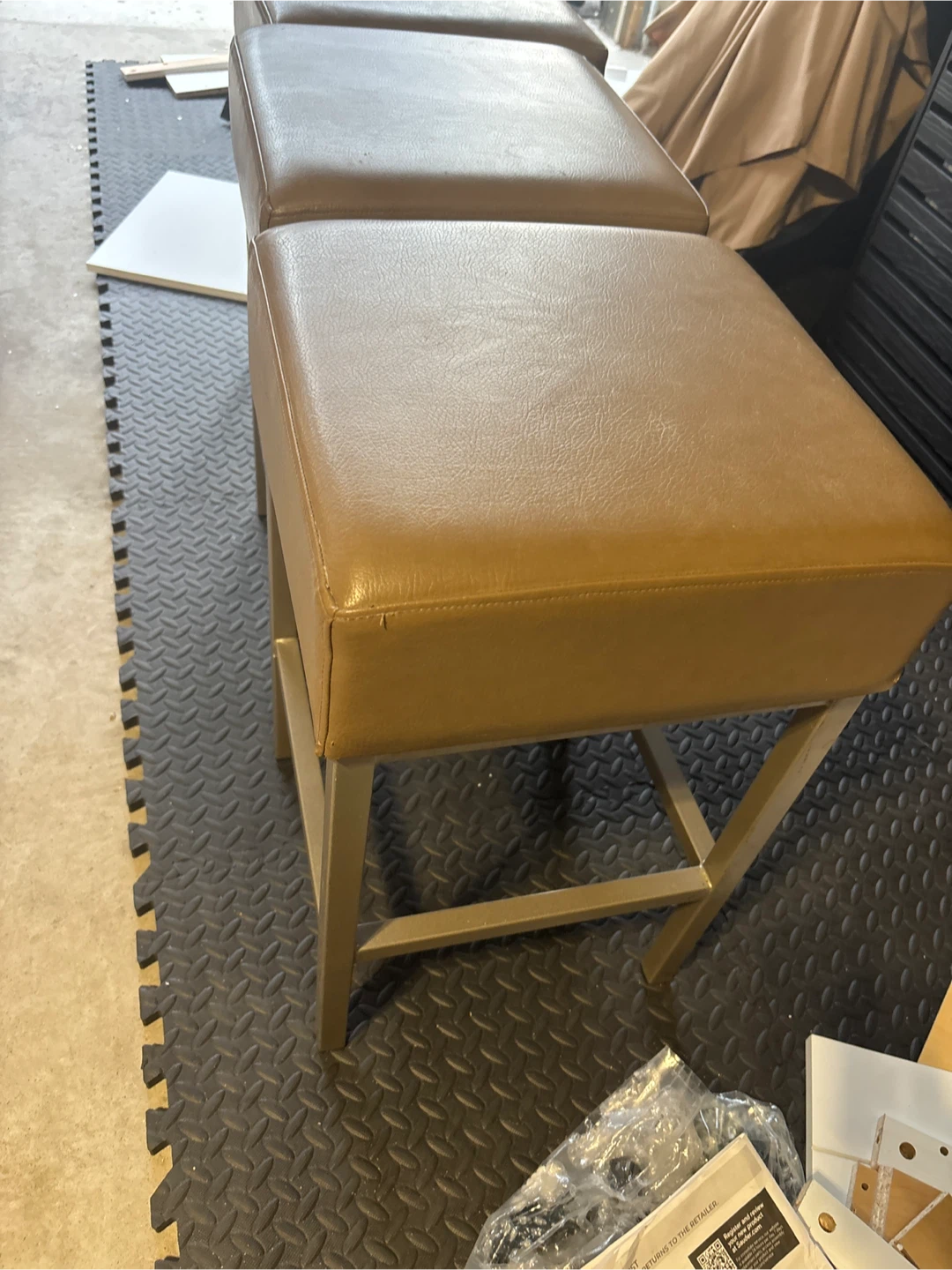 Set of 3 Brown Faux Leather Bar Stools - photo 5