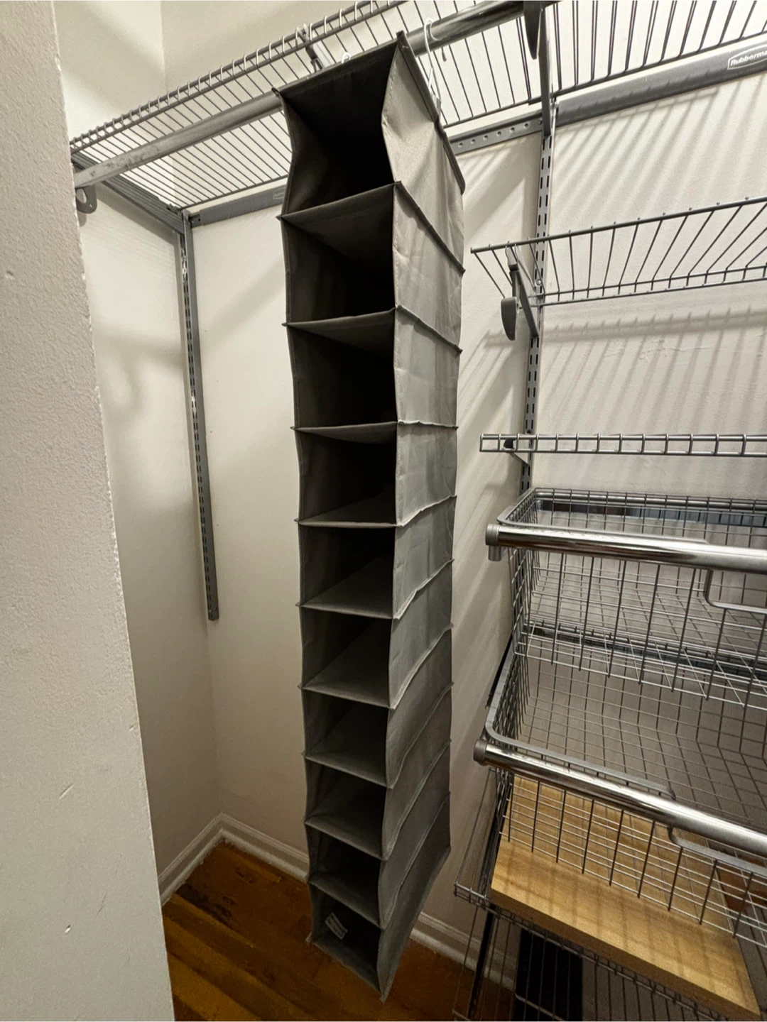 Gray Hanging Closet Organizer with 10 Shelves