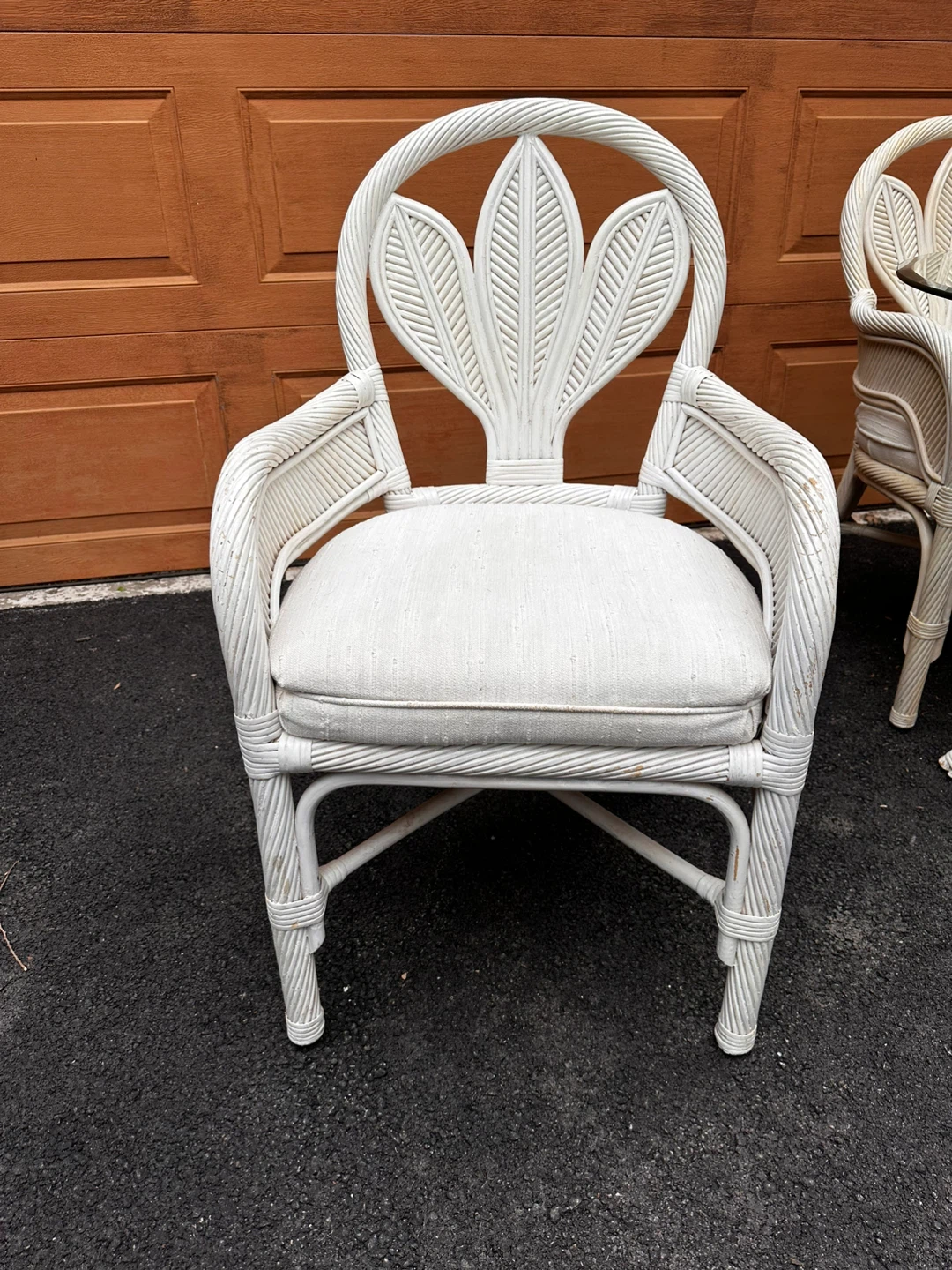White Rattan Dining Set with Glass Top Table and 4 Chairs - photo 5