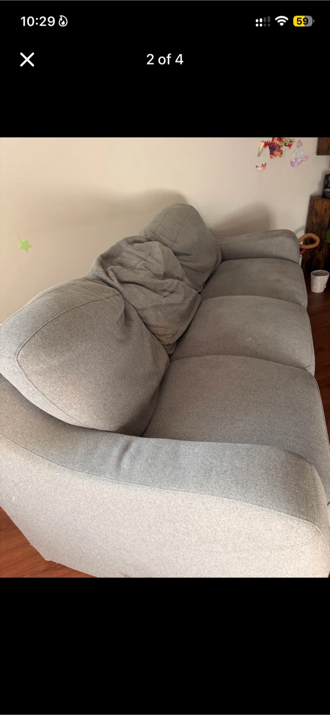 Grey upholstered sectional sofa