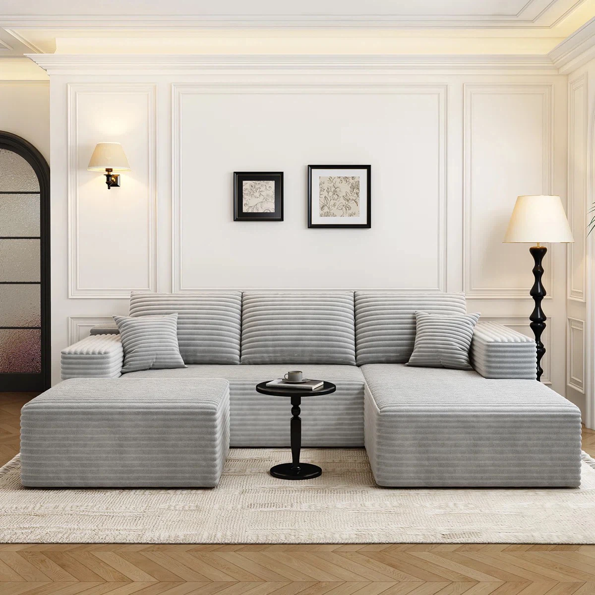 Large Sectional Sofa with Ottomans