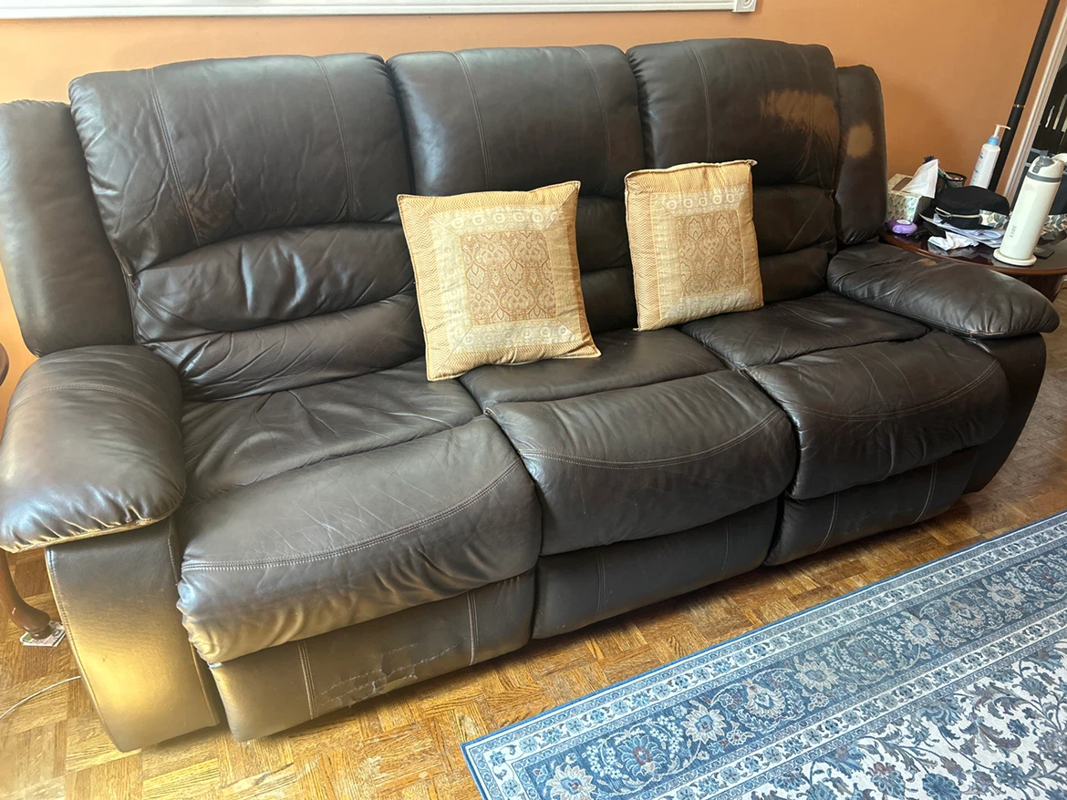 Brown Leather Reclining Sofa