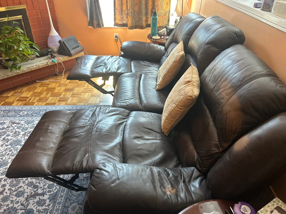 Brown Leather Reclining Sofa - photo 2