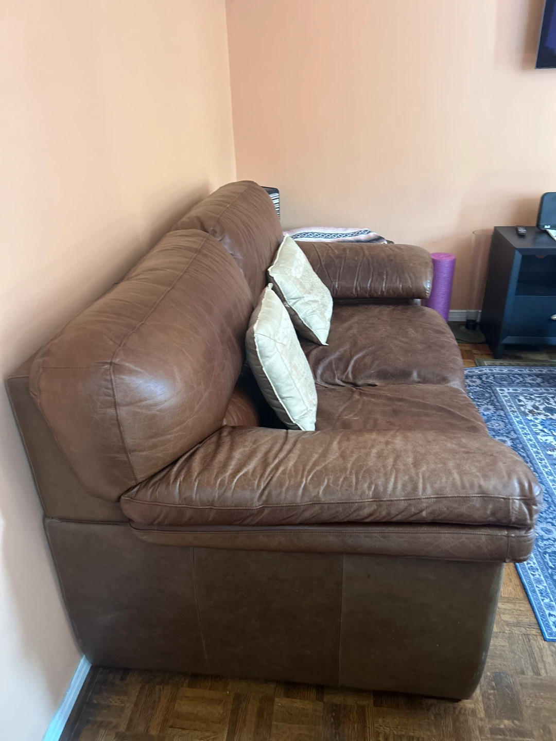 Brown Leather Reclining Sofa - photo 4