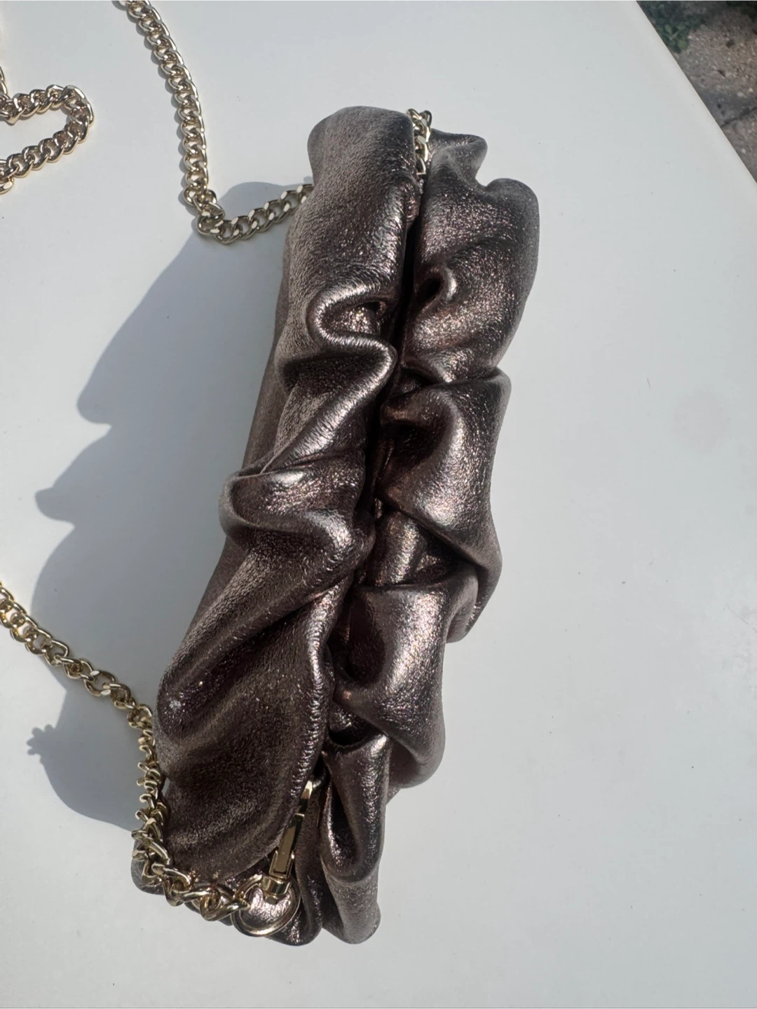 Leather clutch with gold chain - photo 2