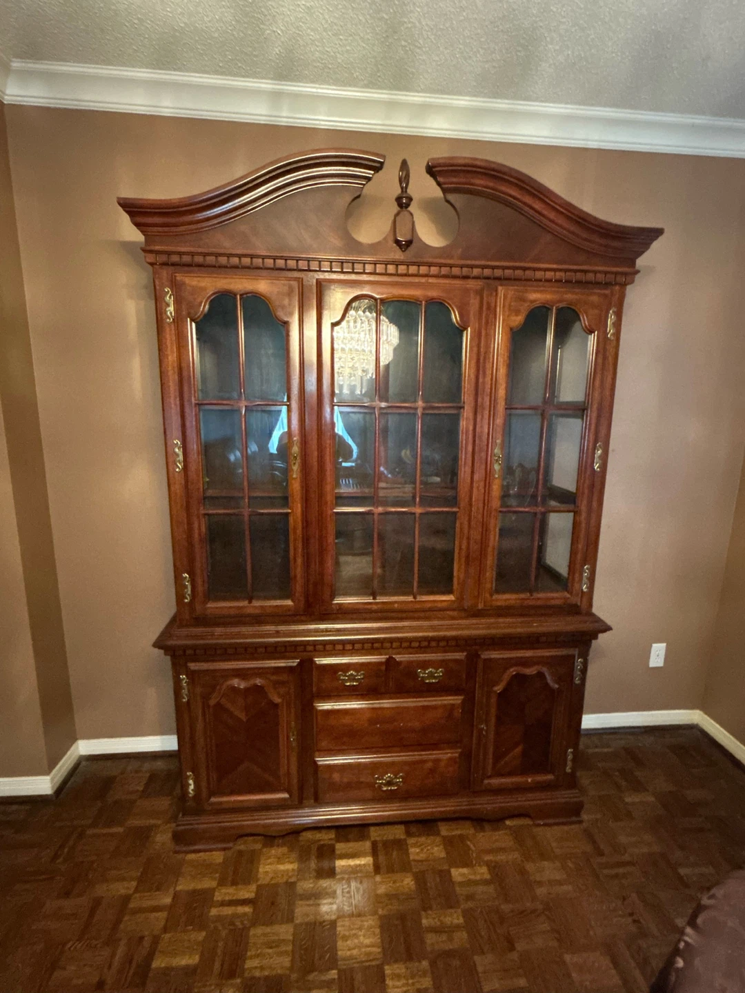 Wooden China Cabinet with Glass Doors