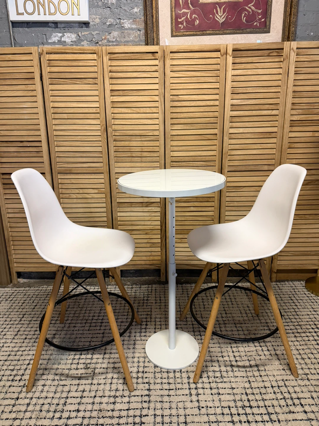 White Bar Table and 2 Chairs Set