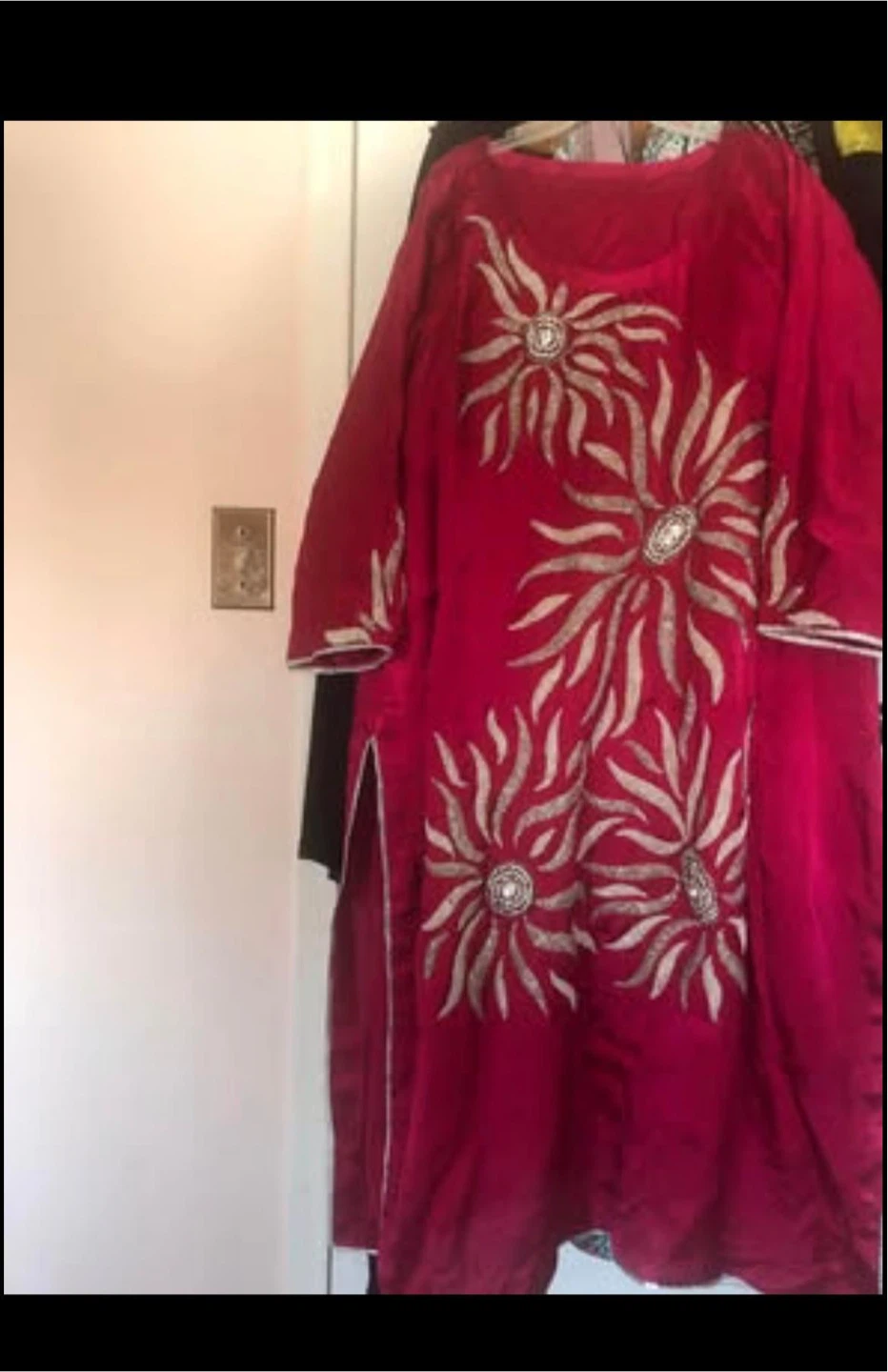 Red 3 piece  dress with Gold Sun Embellishments