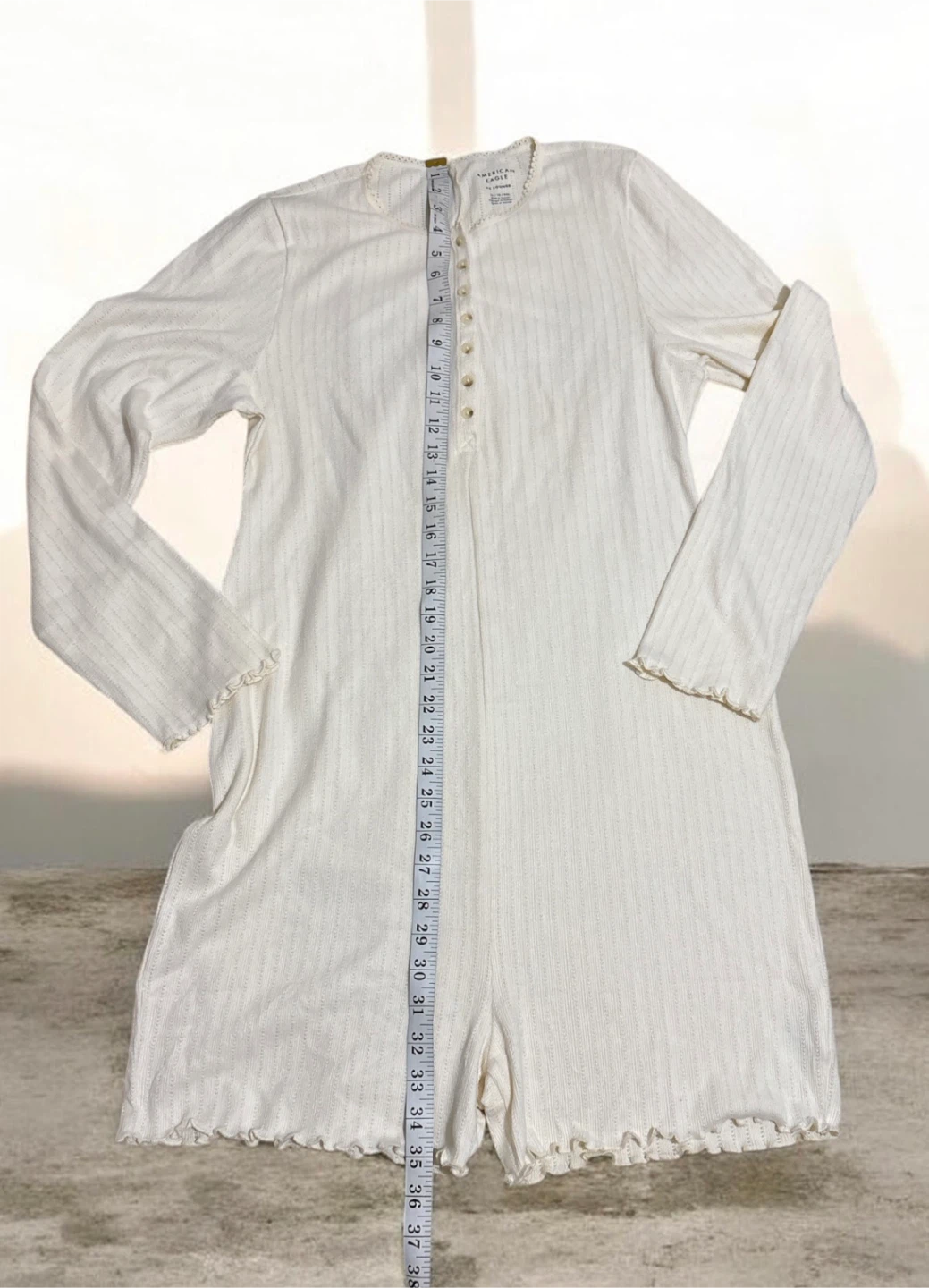 American Eagle AE Lounge Ribbed Romper Pajamas Cream XL - photo 2