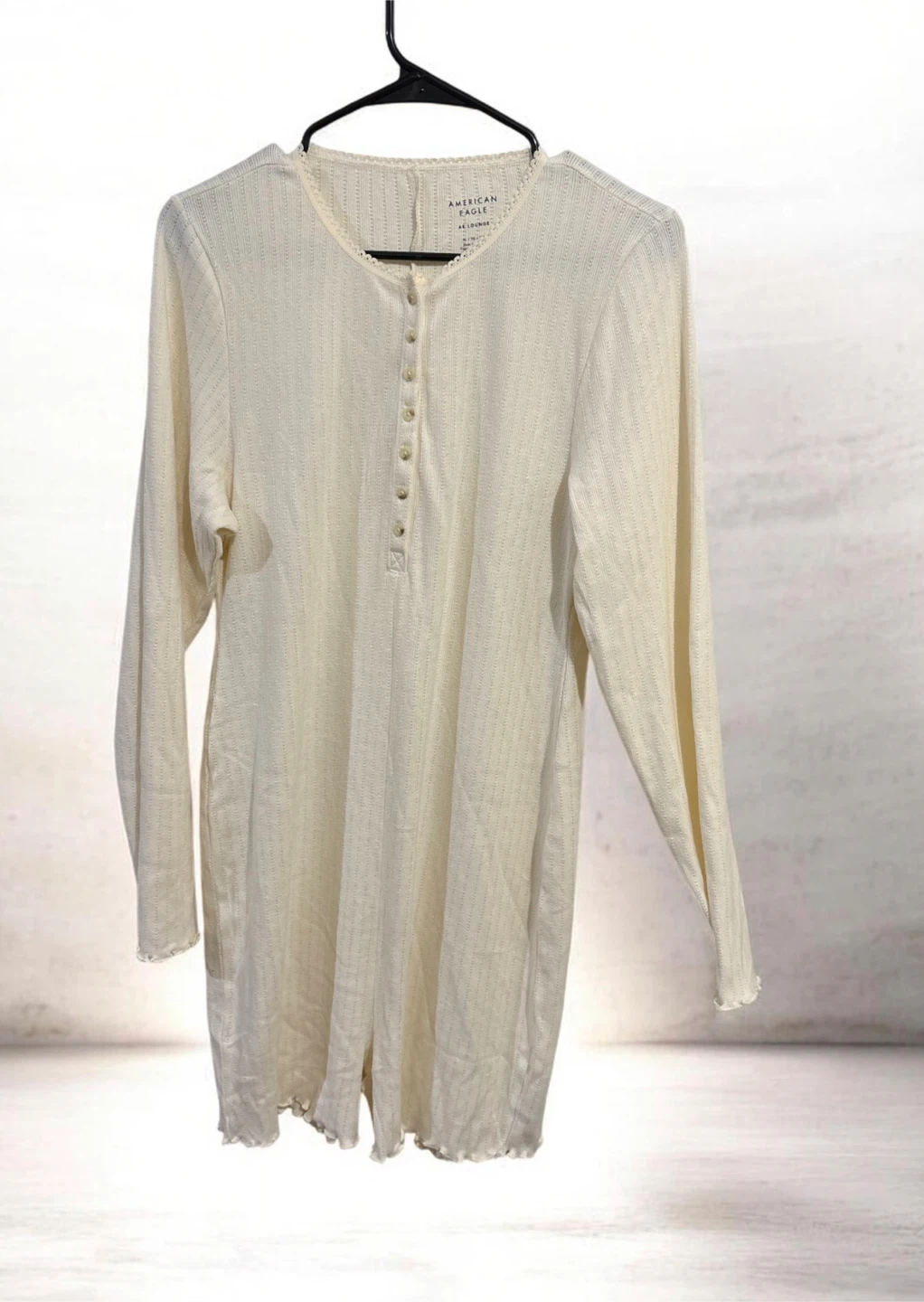 American Eagle AE Lounge Ribbed Romper Pajamas Cream XL - photo 4
