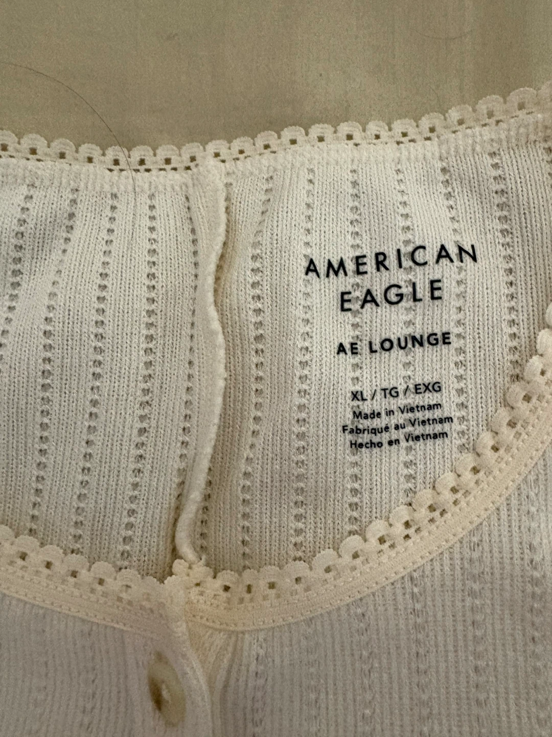 American Eagle AE Lounge Ribbed Romper Pajamas Cream XL - photo 5
