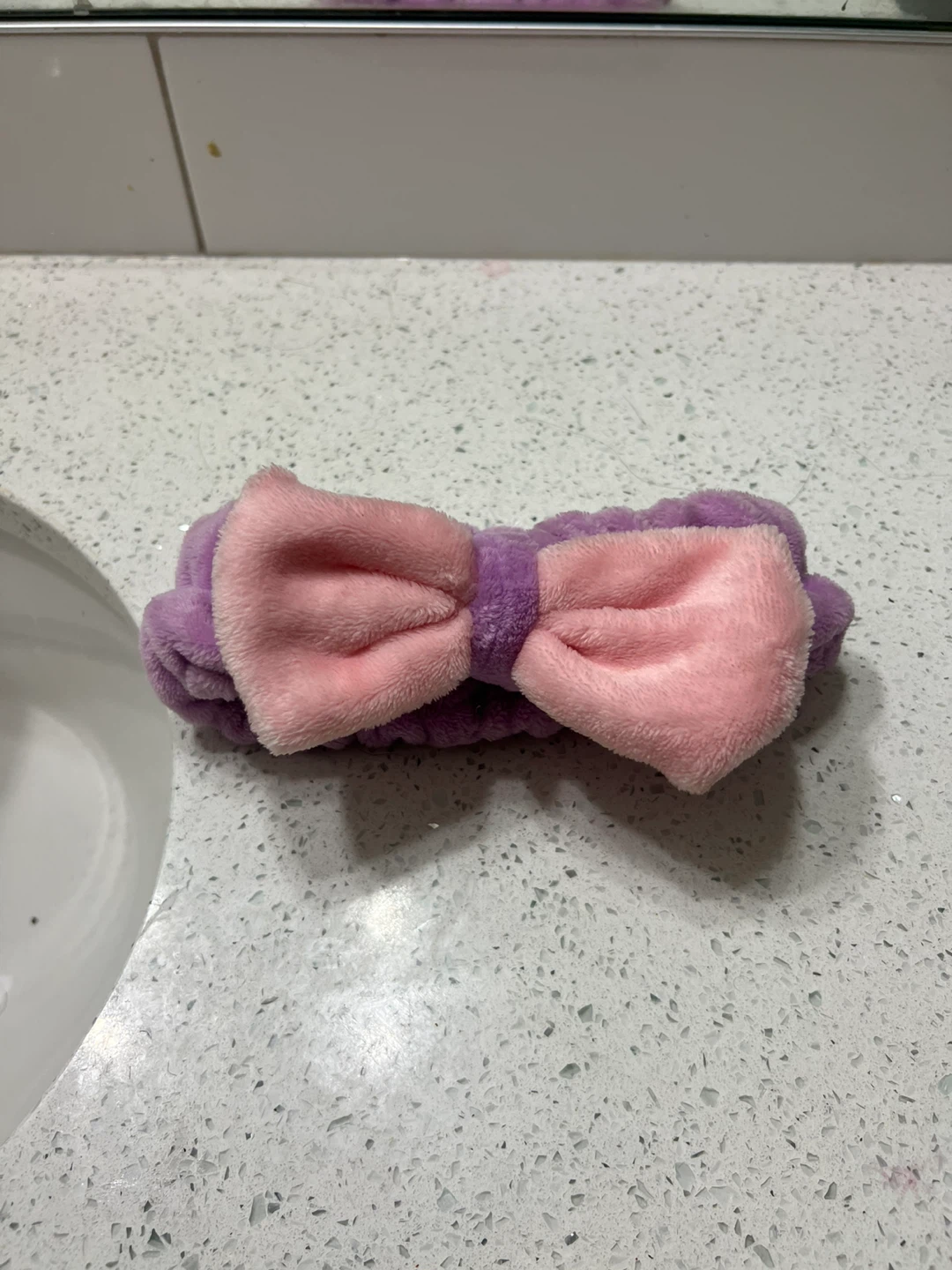 Purple Fluffy Headband with Pink Bow - photo 2