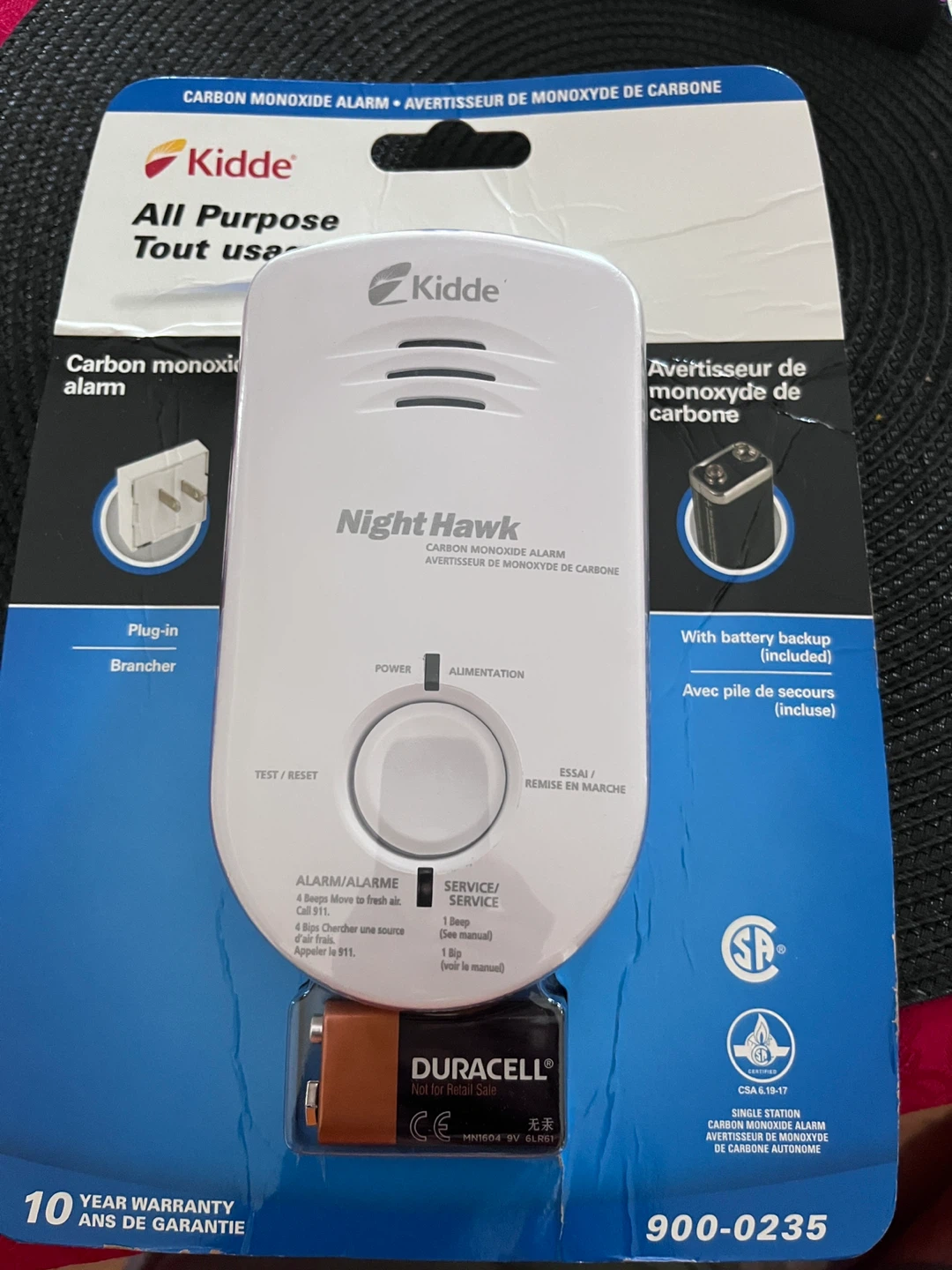 Plug-in Carbon Monoxide Alarm with Battery Backup