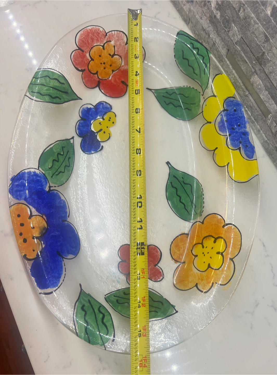 Hand Painted Glass Plates Set - Floral Design - photo 5