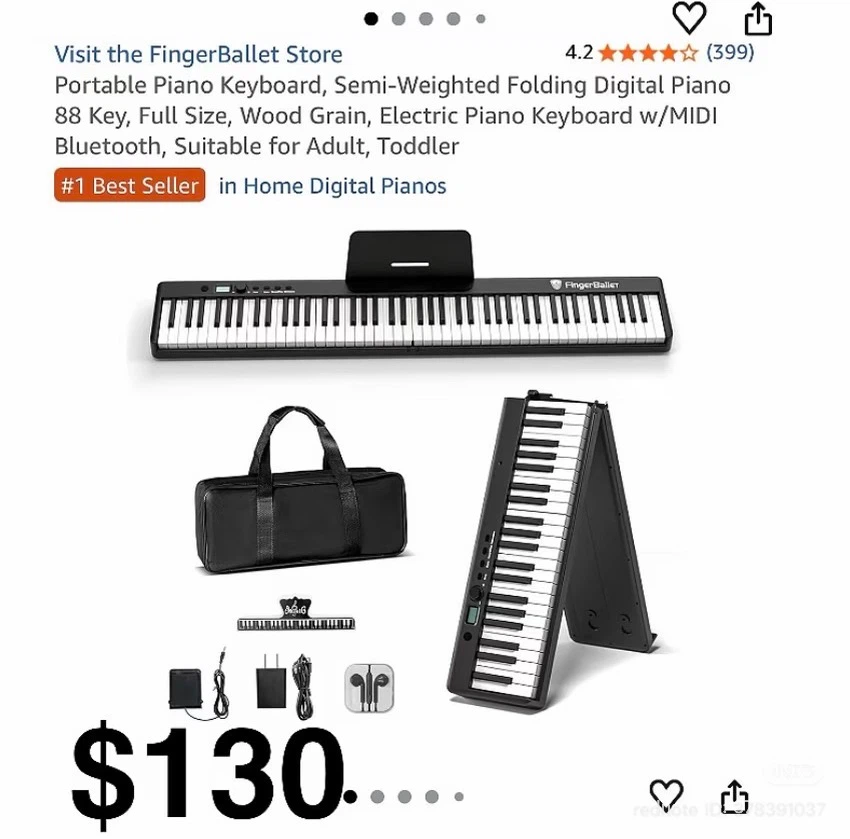 FingerBallet 88-Key Folding Digital Piano – Like New