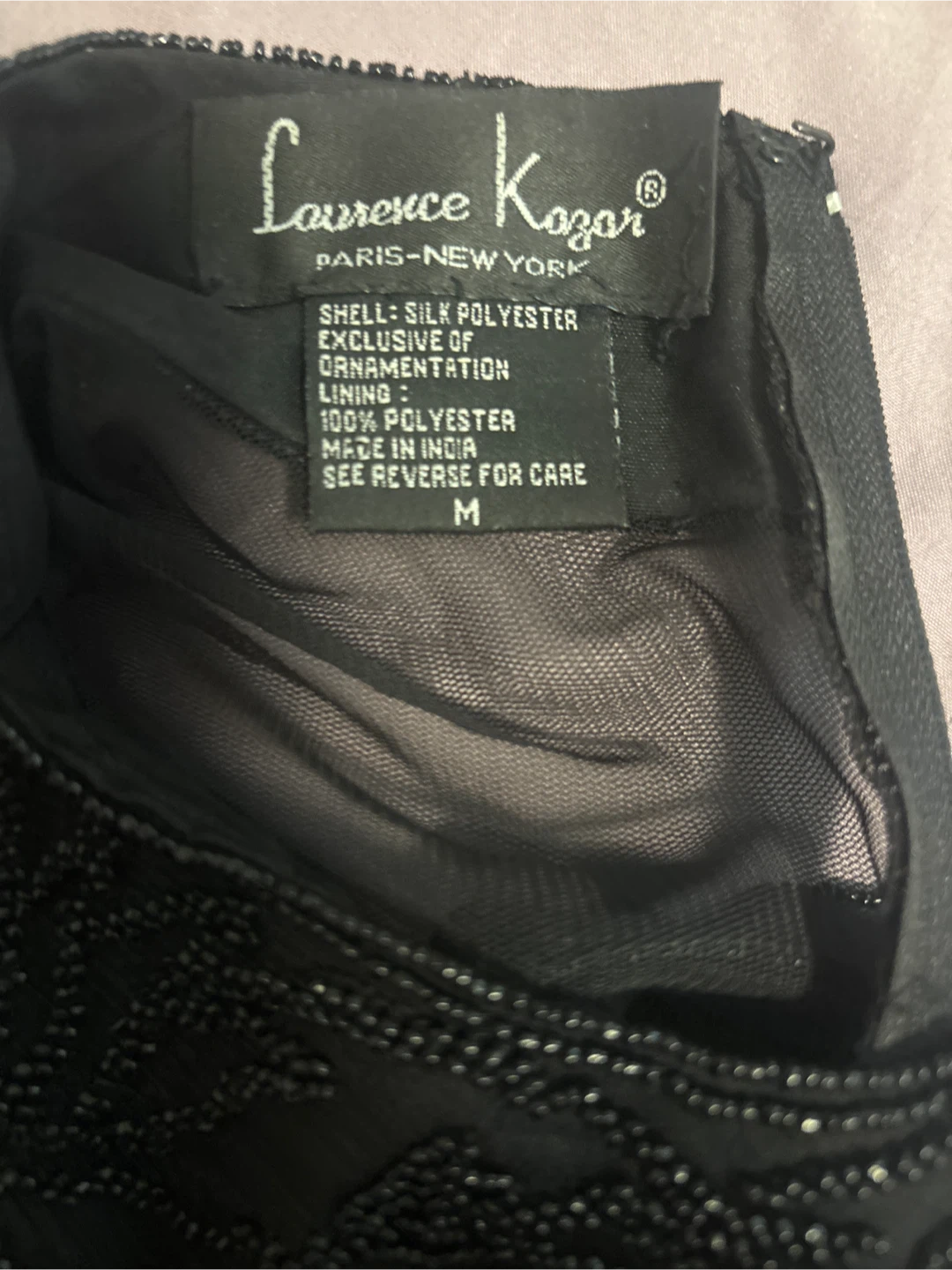 Lawrence Kazar Beaded Sheer Top - Black - Size M - photo 3